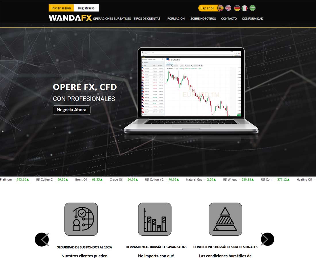 Página web de WANDAFX